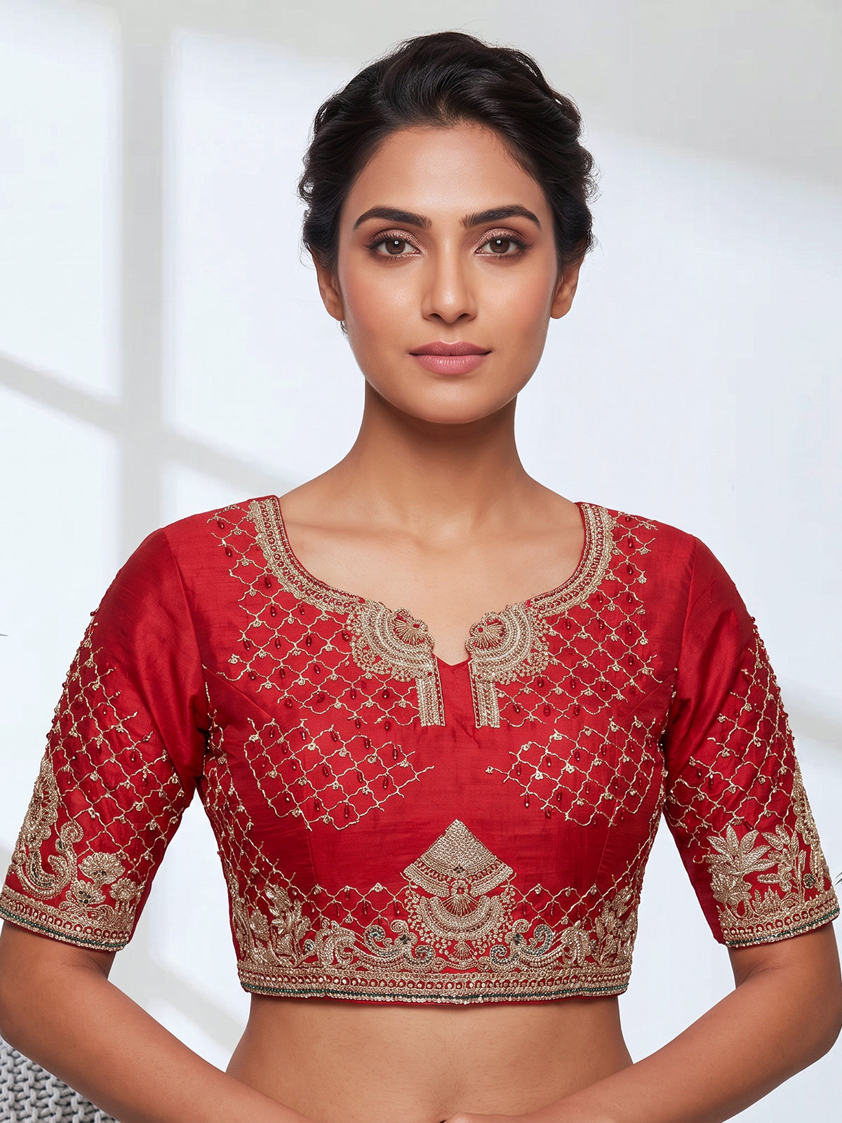 Red raw silk grand bridal lehenga choli collection