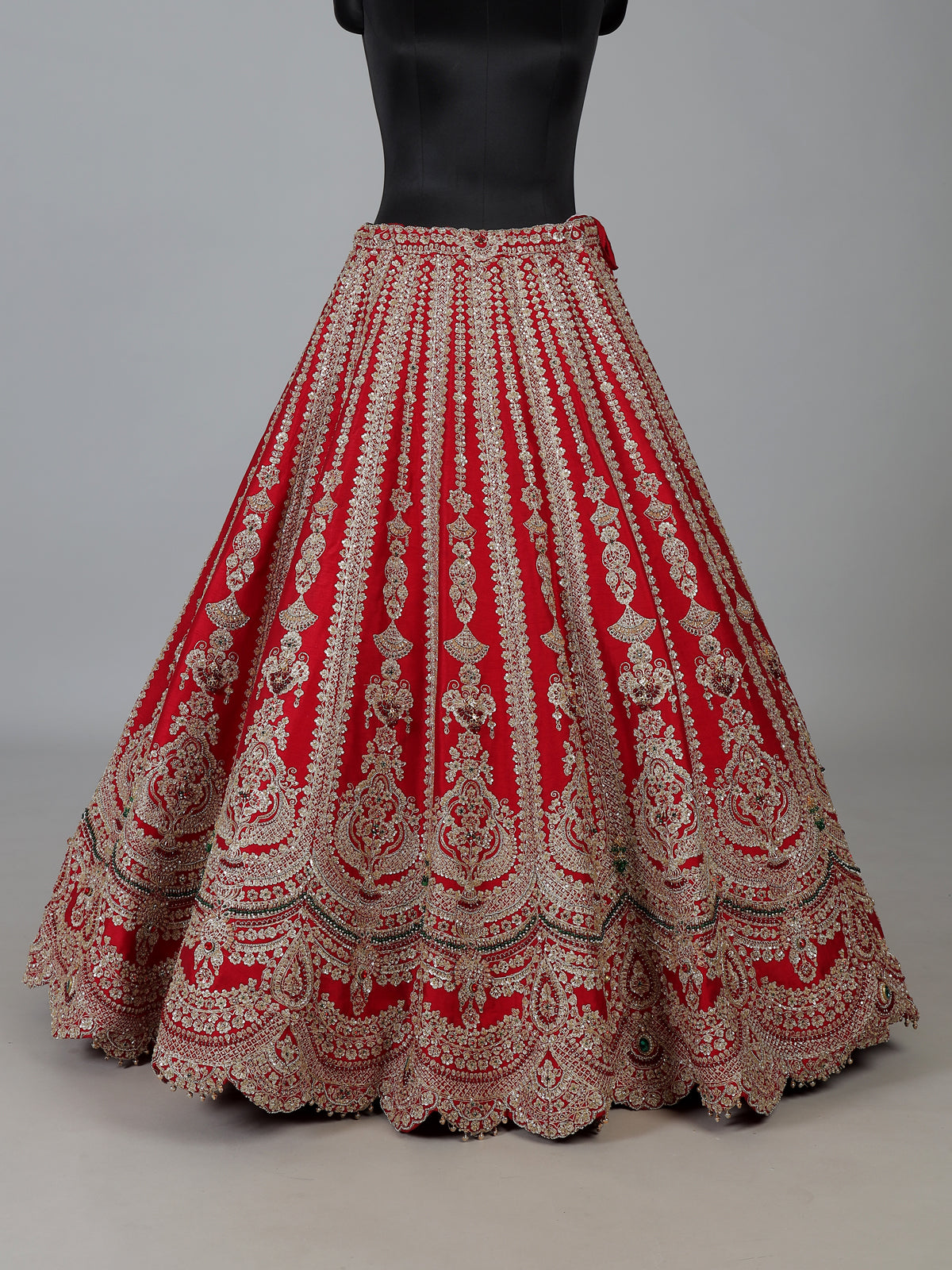 Red raw silk lehenga choli for bride