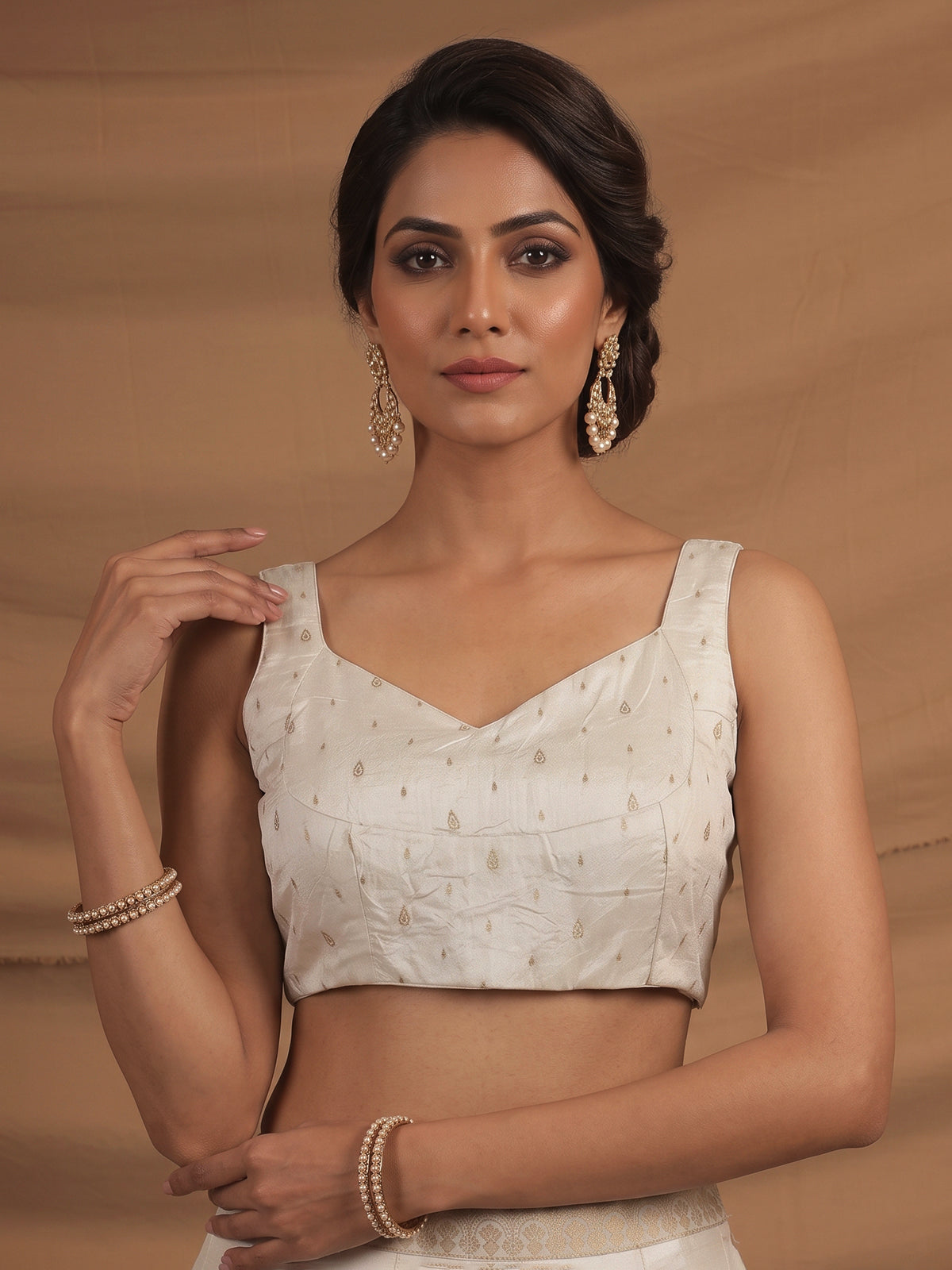 White elegant cotton silk lehenga choli