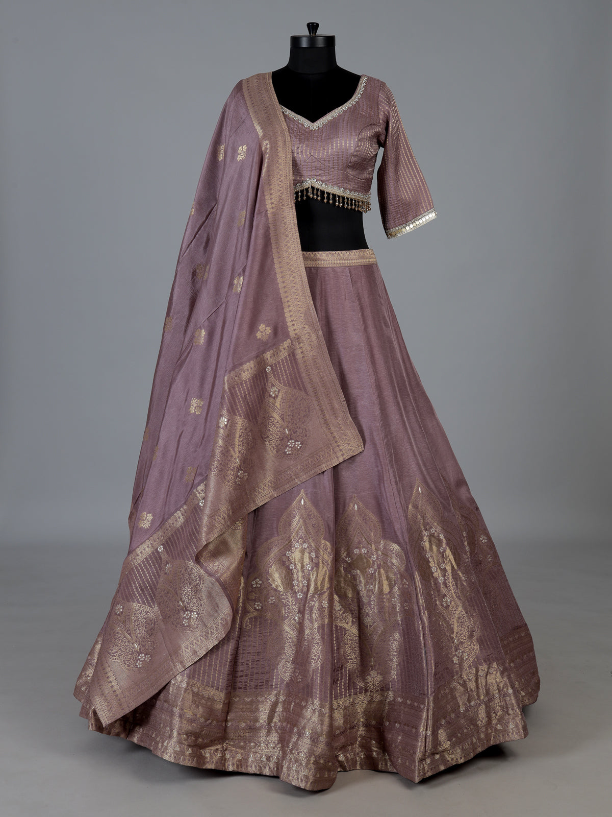 Purple designer dupion silk lehenga choli