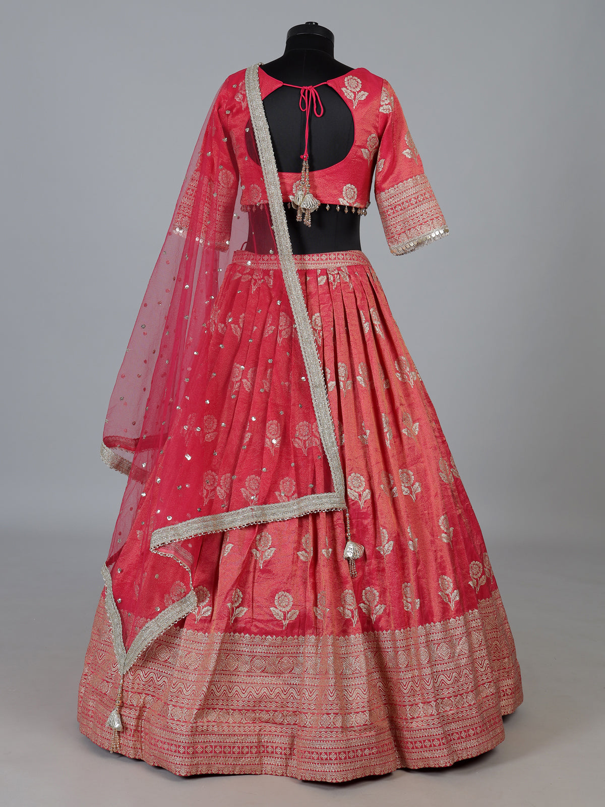 Rani pink wedding chanderi silk lehenga choli