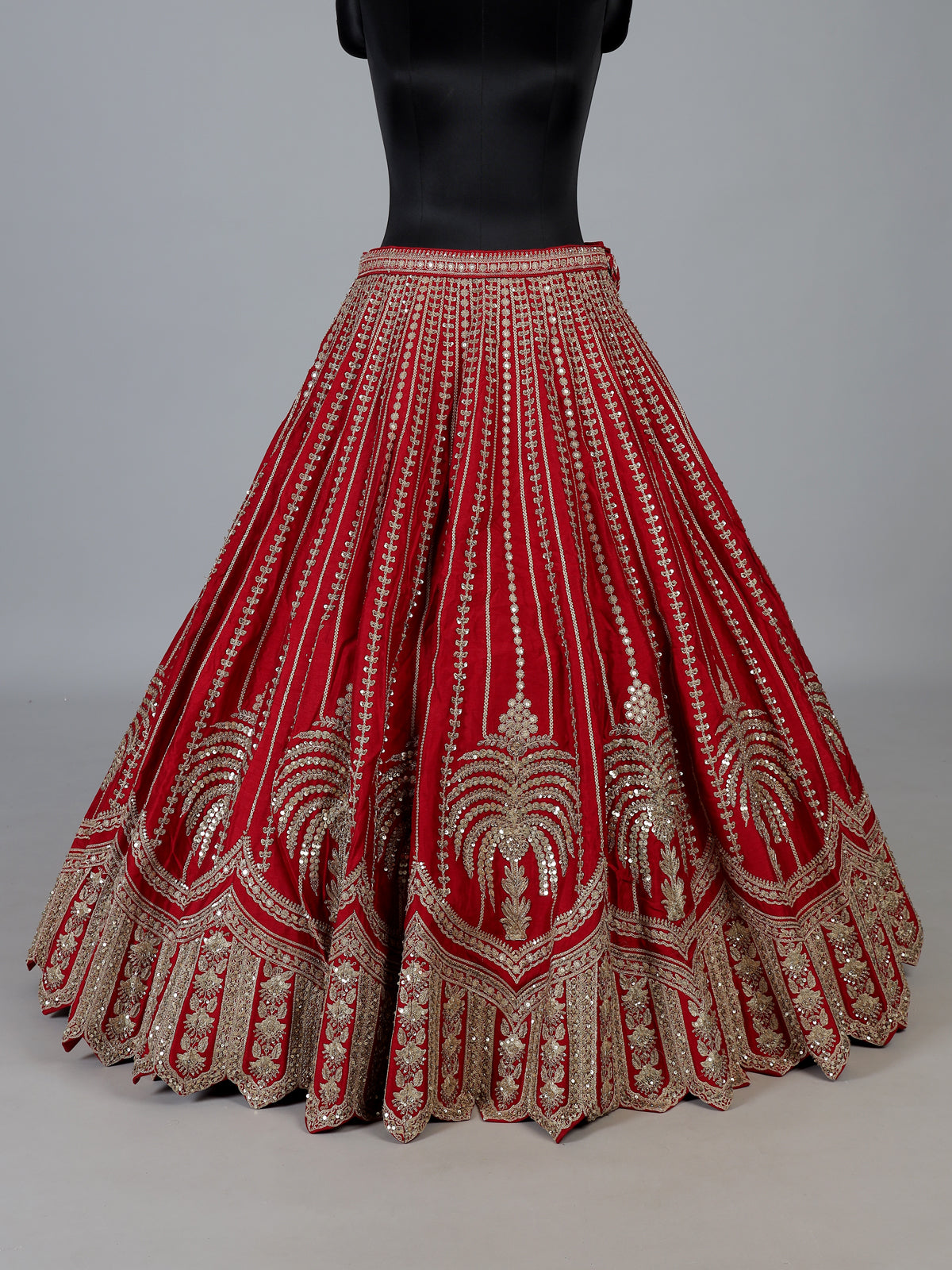 Red luxury raw silk wedding lehenga choli
