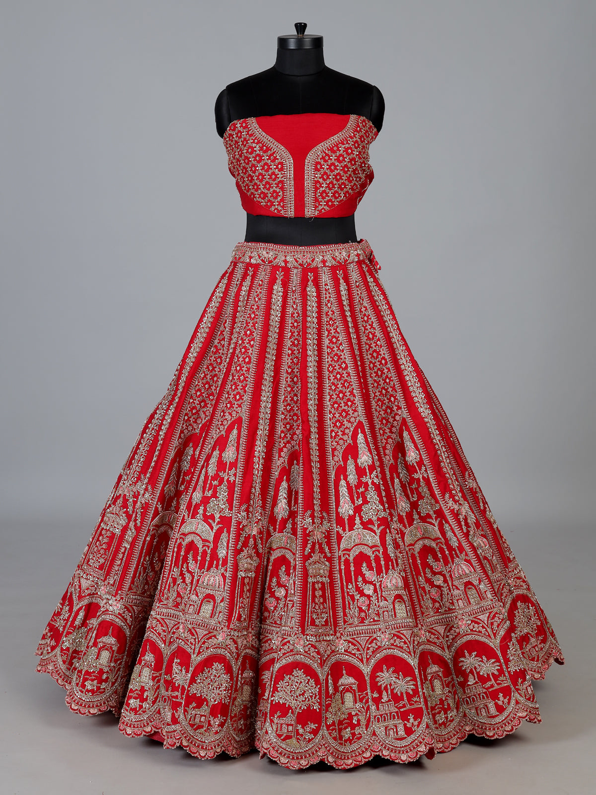 Red wedding wear designer lehenga choli with dupatta