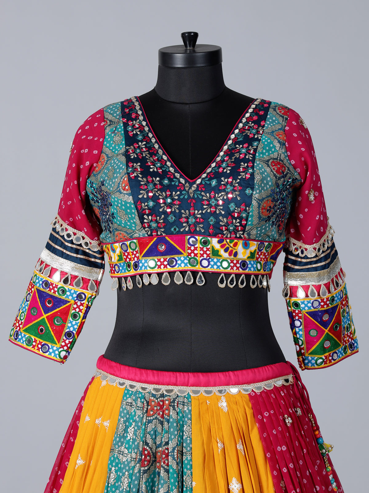 Yellow embroidered silk georgette festive lehenga choli