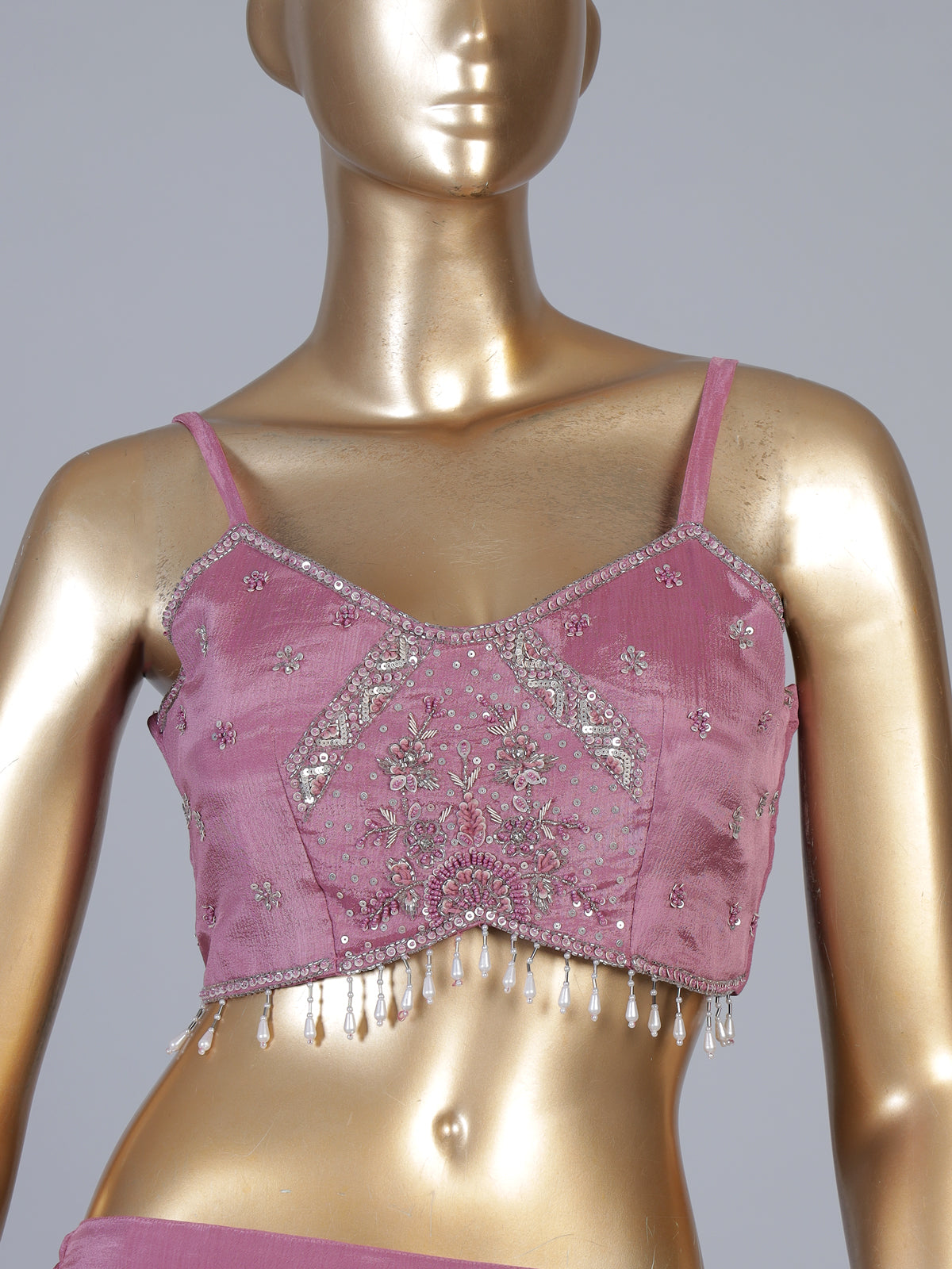 Pink organza silk Indo-Western sharara suit with cape jacket