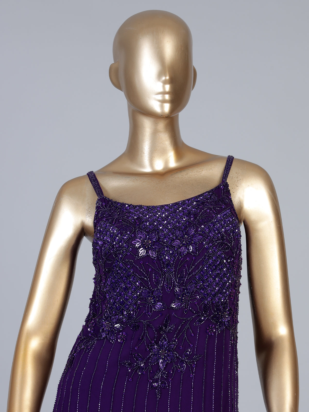 Violet georgette silk palazzo suit with choker dupatta