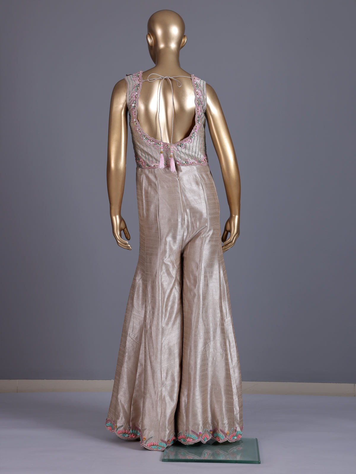 Gold luxury silk festive indo western jumpsuit