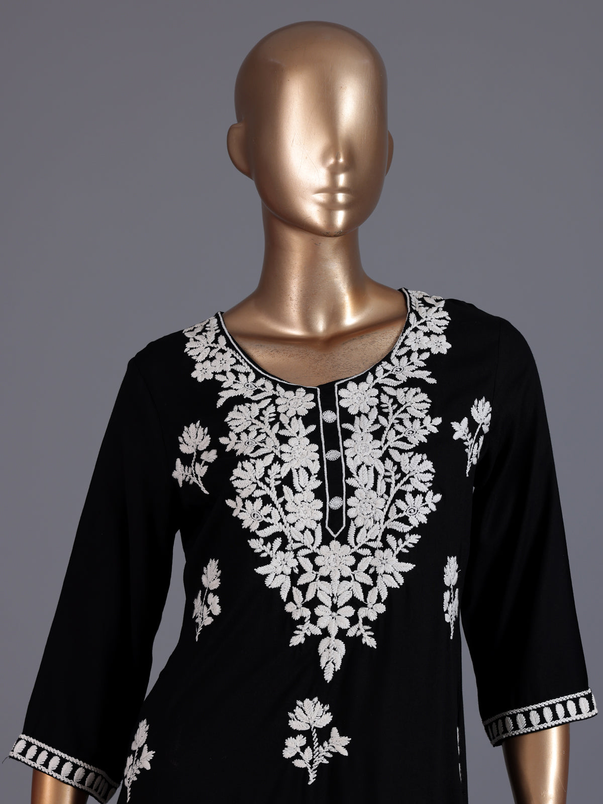 Black premium cotton silk traditional kurti