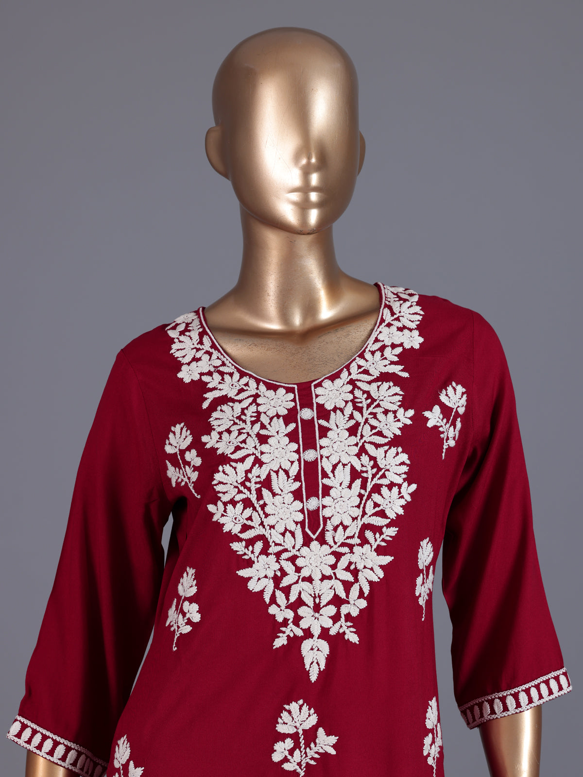 Maroon elegant cotton silk embroidered ethnic wear