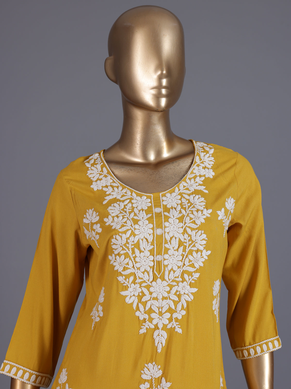 Mustard yellow designer cotton silk casual kurti