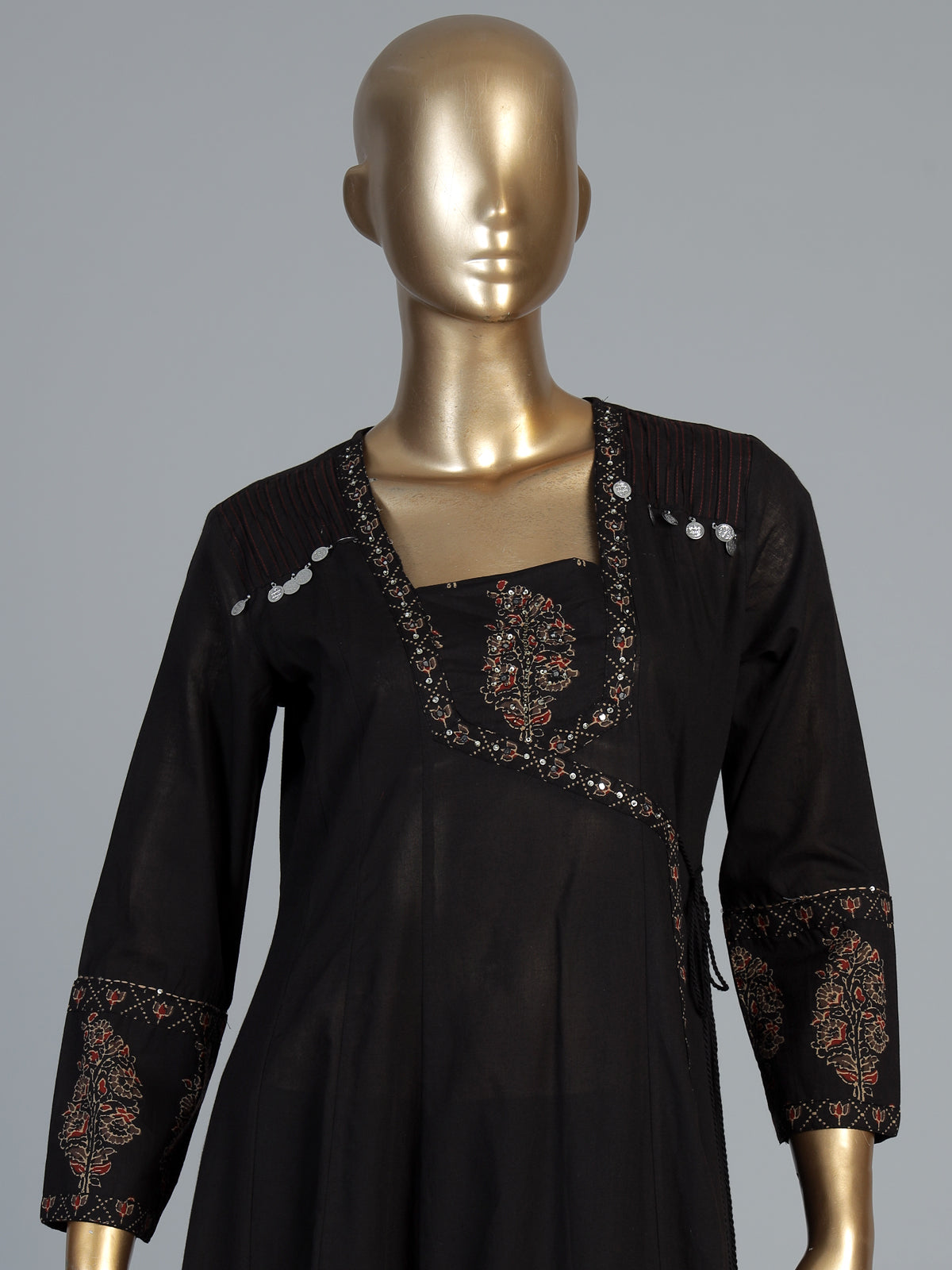 Black printed anarkali kurti set with ethnic charm