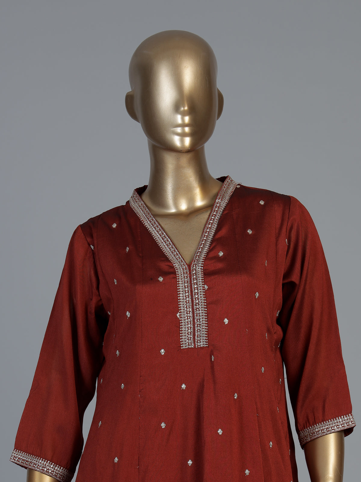 Pastel maroon silk anarkali kurti set with elegant dupatta pants
