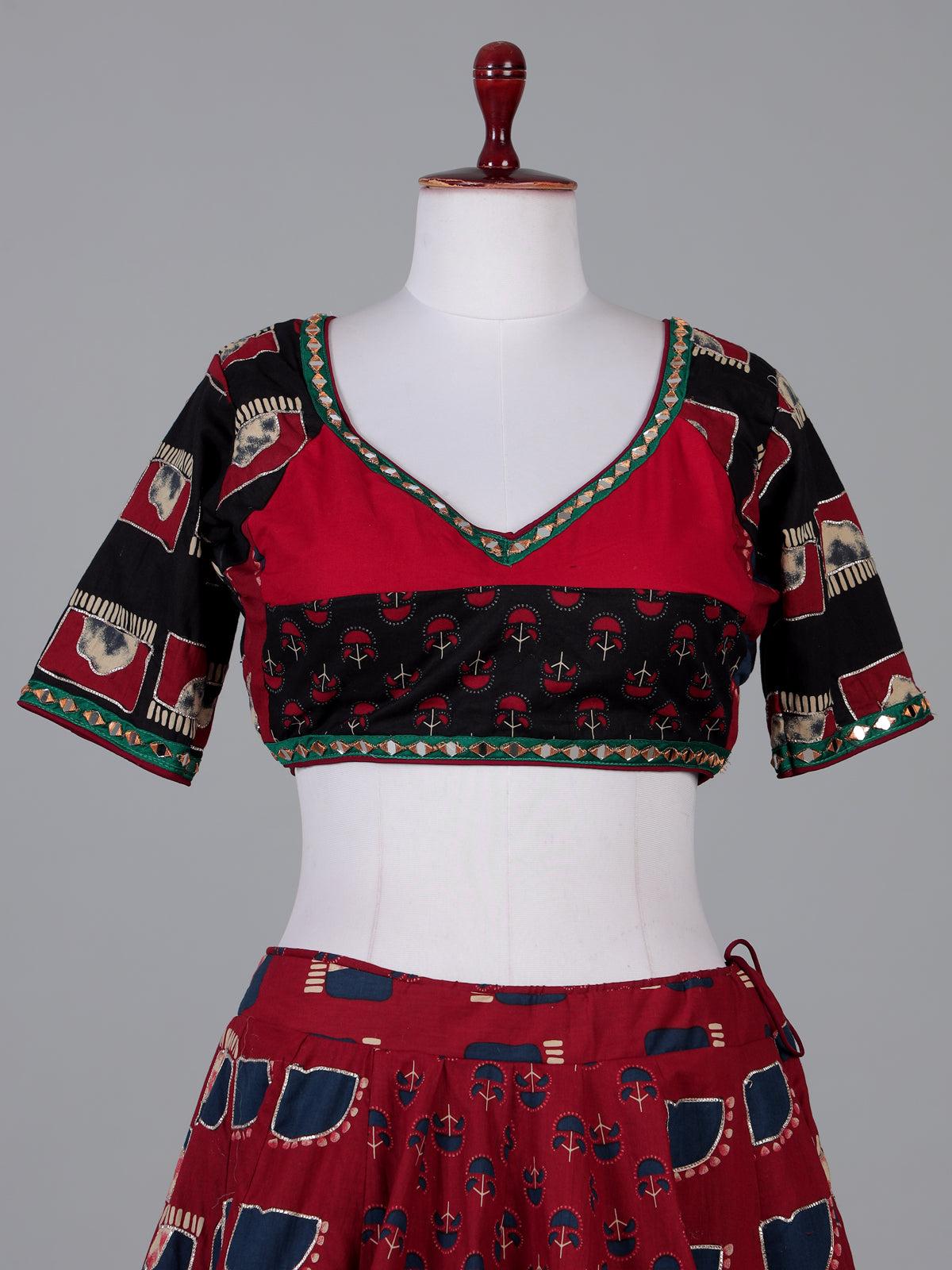 Maroon printed cultural lehenga choli for garba nights