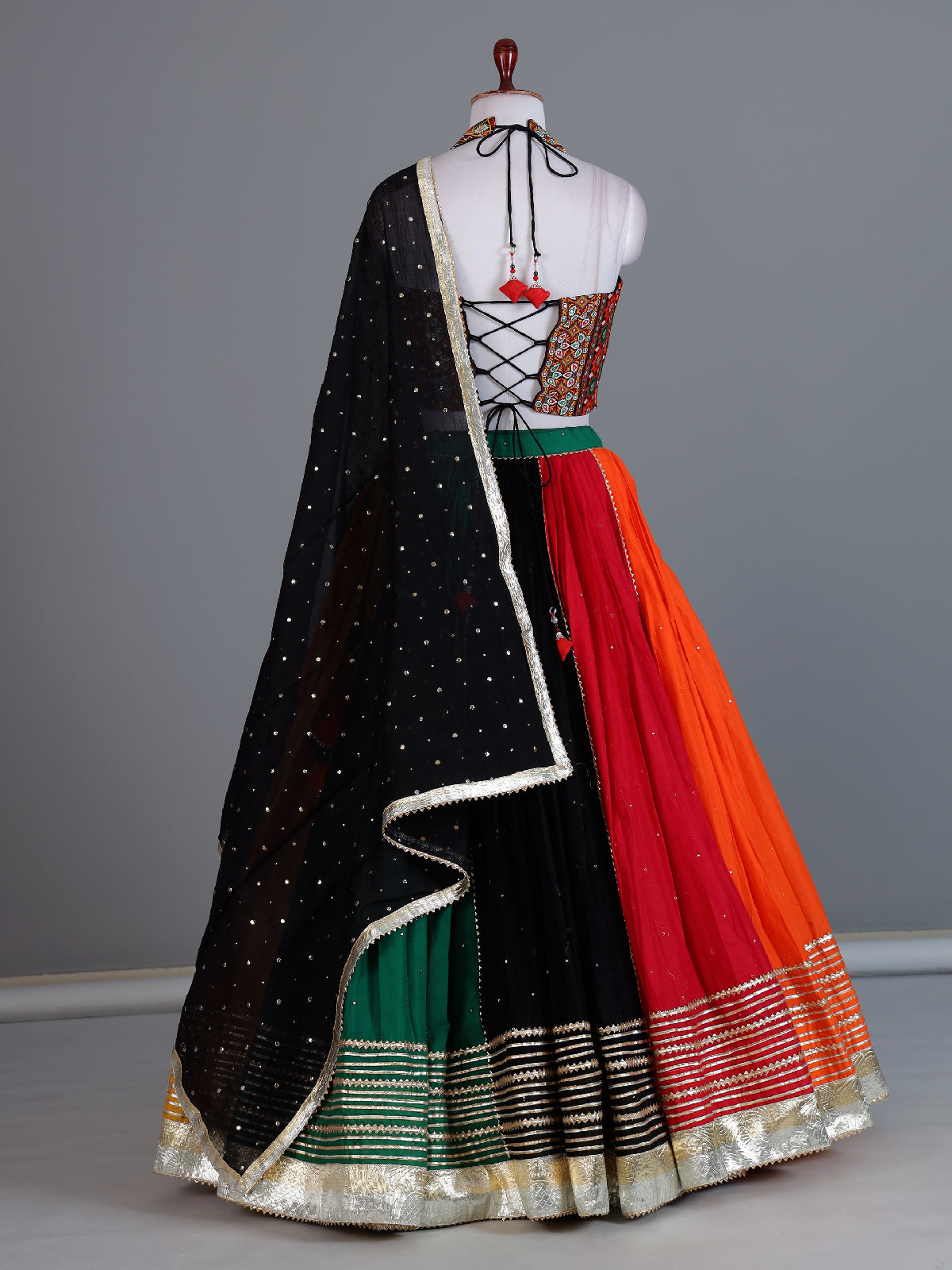 Multicolor halter neck navratri wear lehenga choli