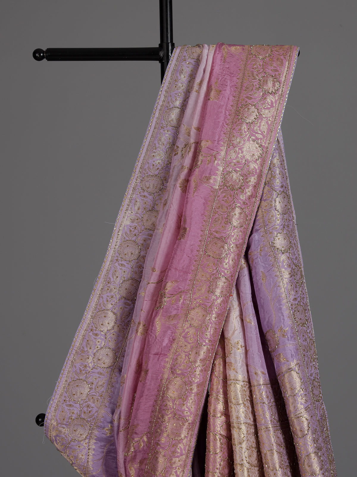 Light purple dola silk designer saree with festive shimmer work