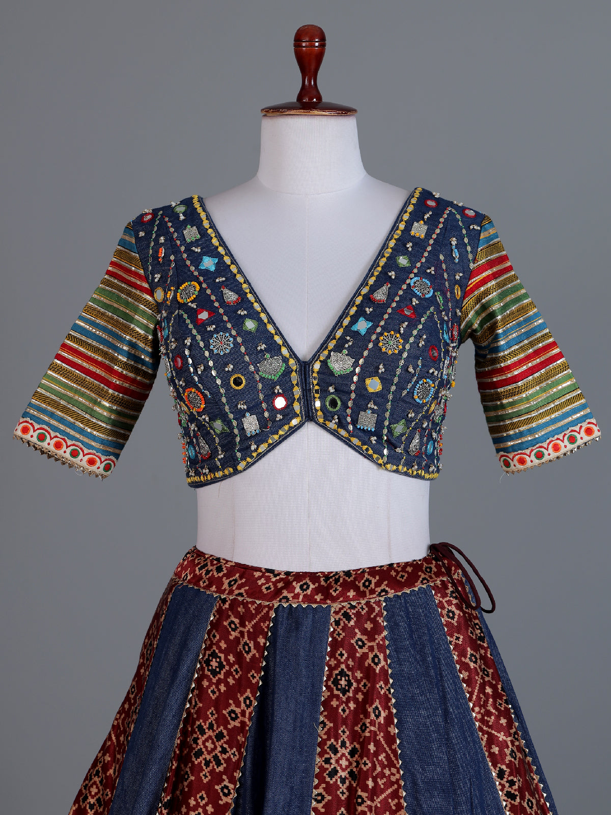 Indigo blue Patola print navratri wear lehenga choli