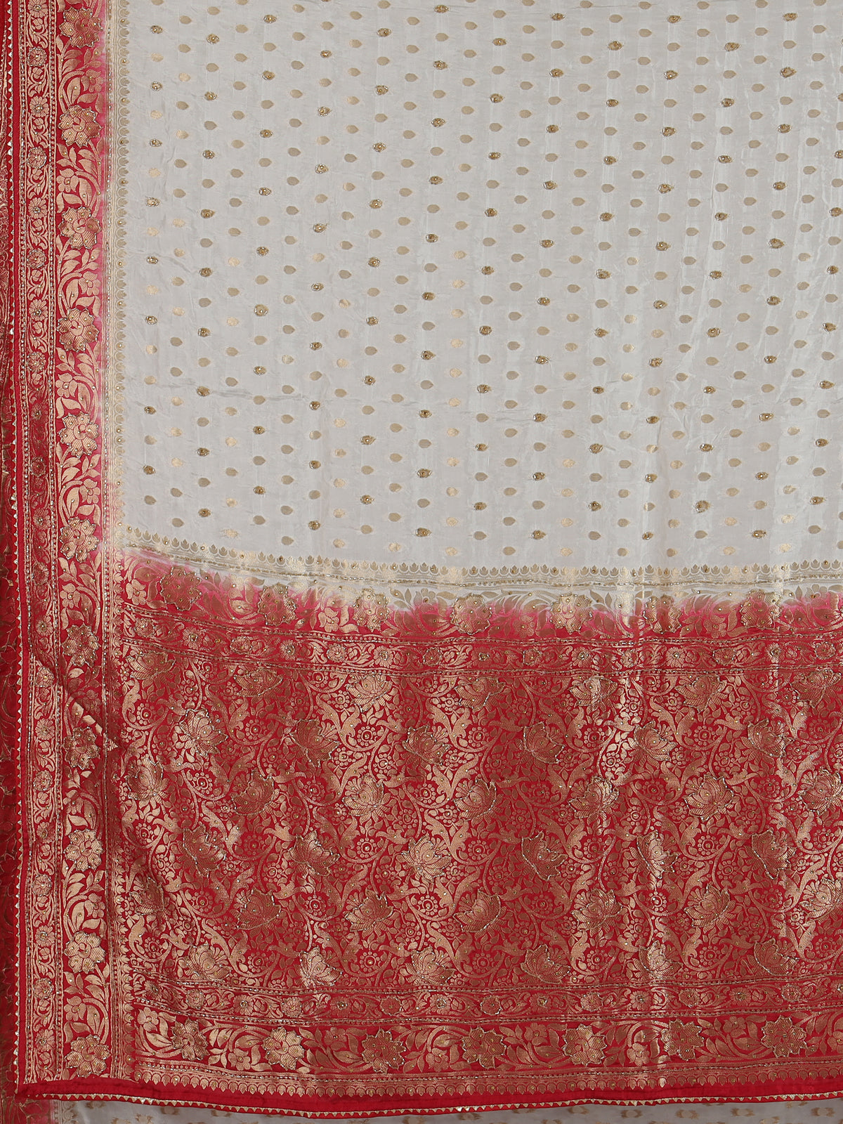 White dola silk elegant festive saree with luxurious embellishments