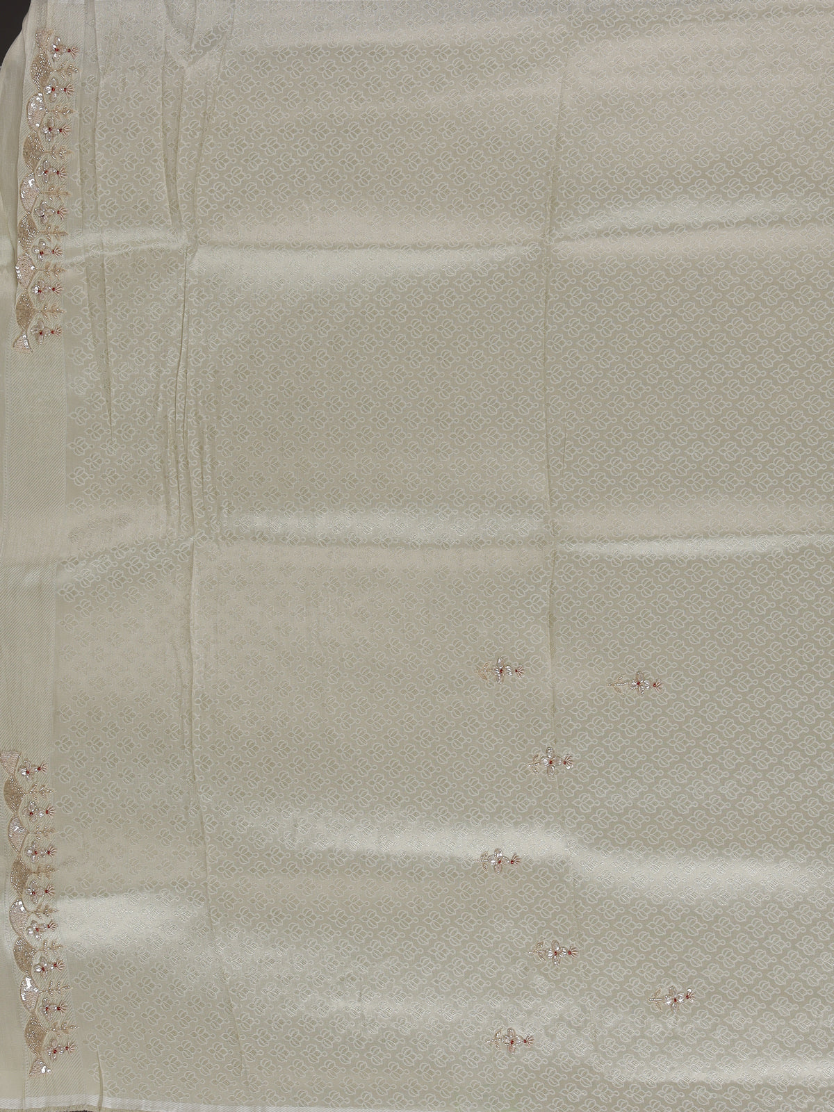 Off white ziraf silk festive saree with premium handcrafted details