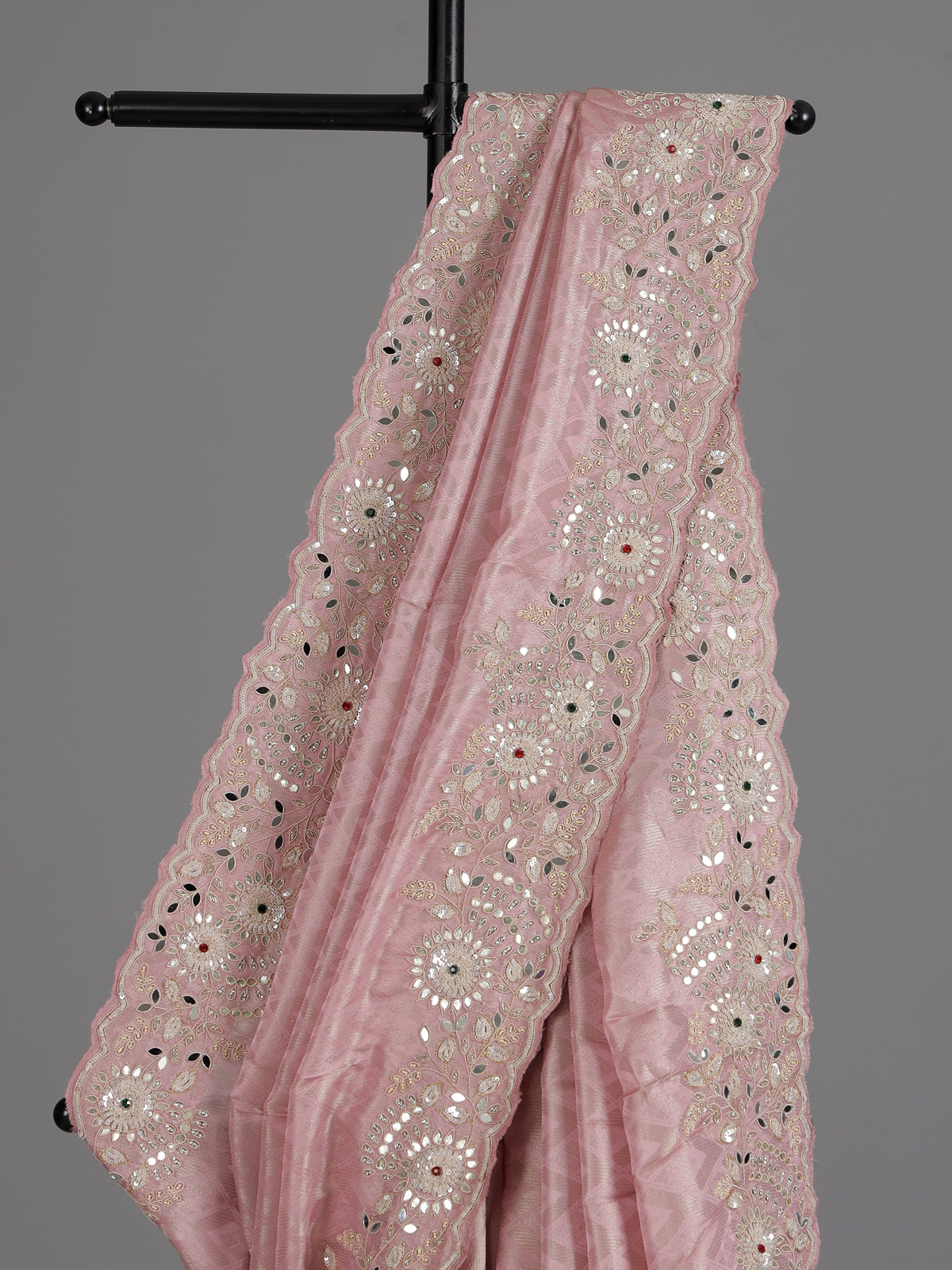 Light pink ziraf silk designer saree with luxurious embellishment work