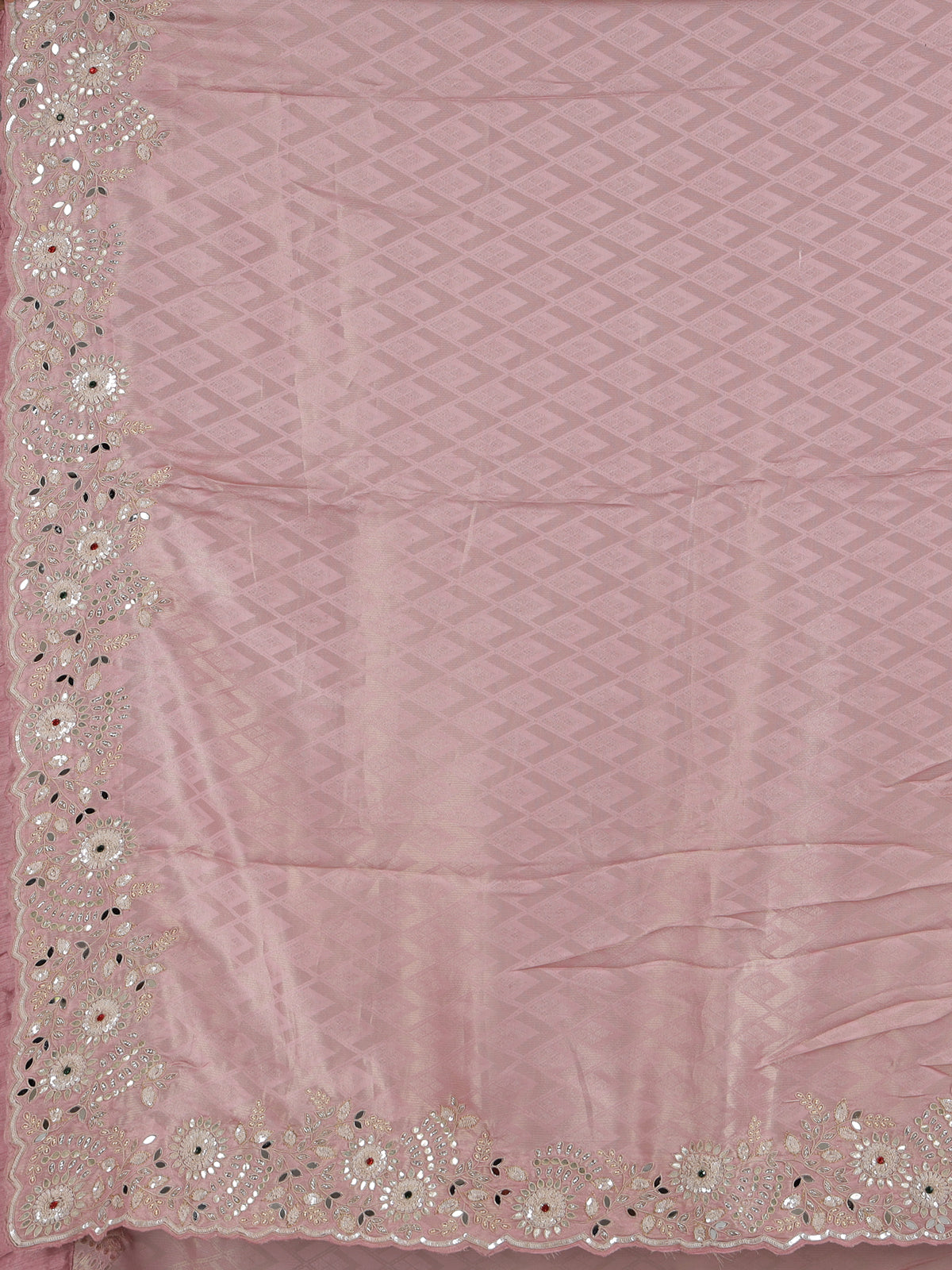 Light pink ziraf silk designer saree with luxurious embellishment work