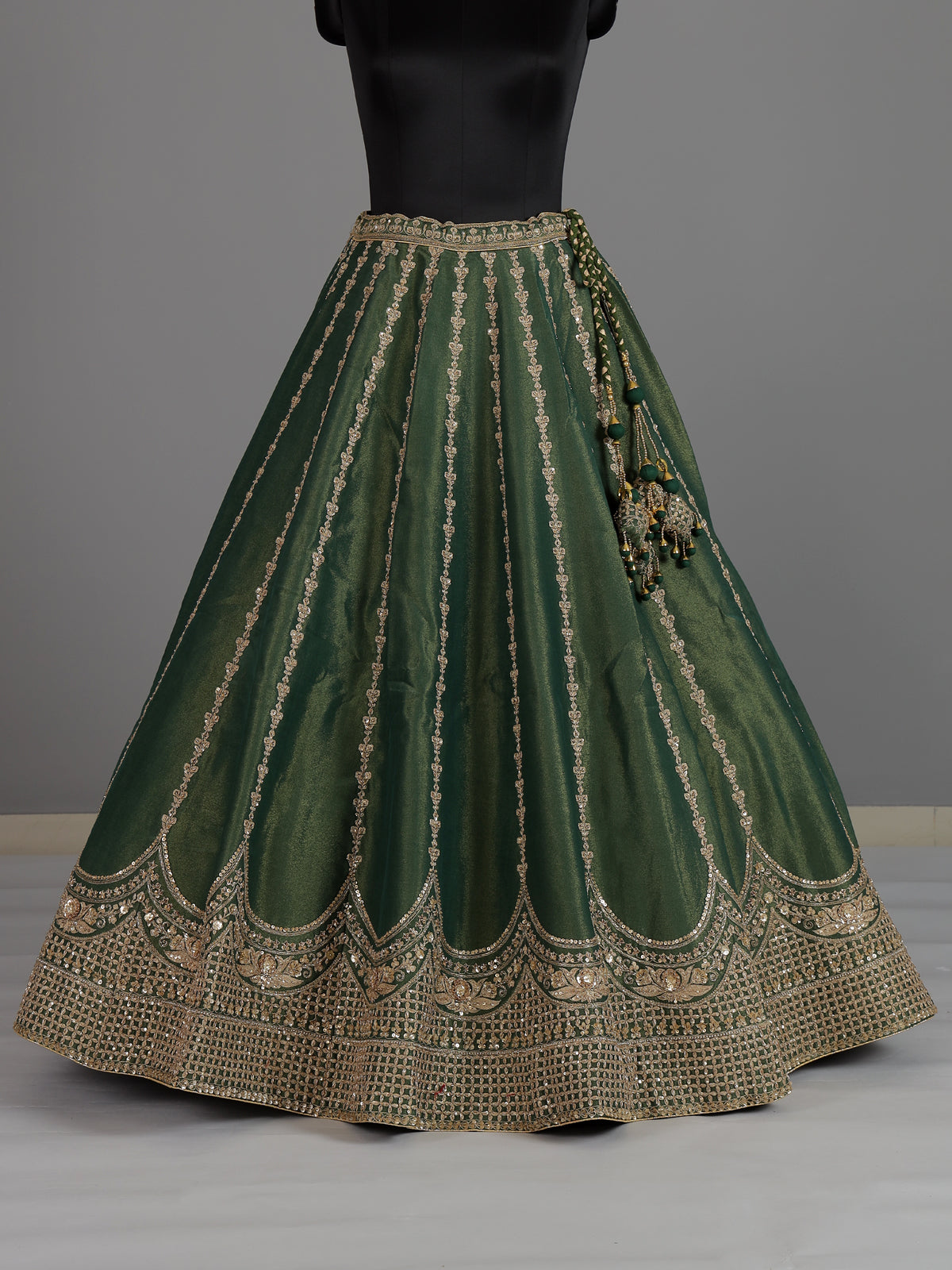 Pastel green silk unstitched wedding wear lehenga choli
