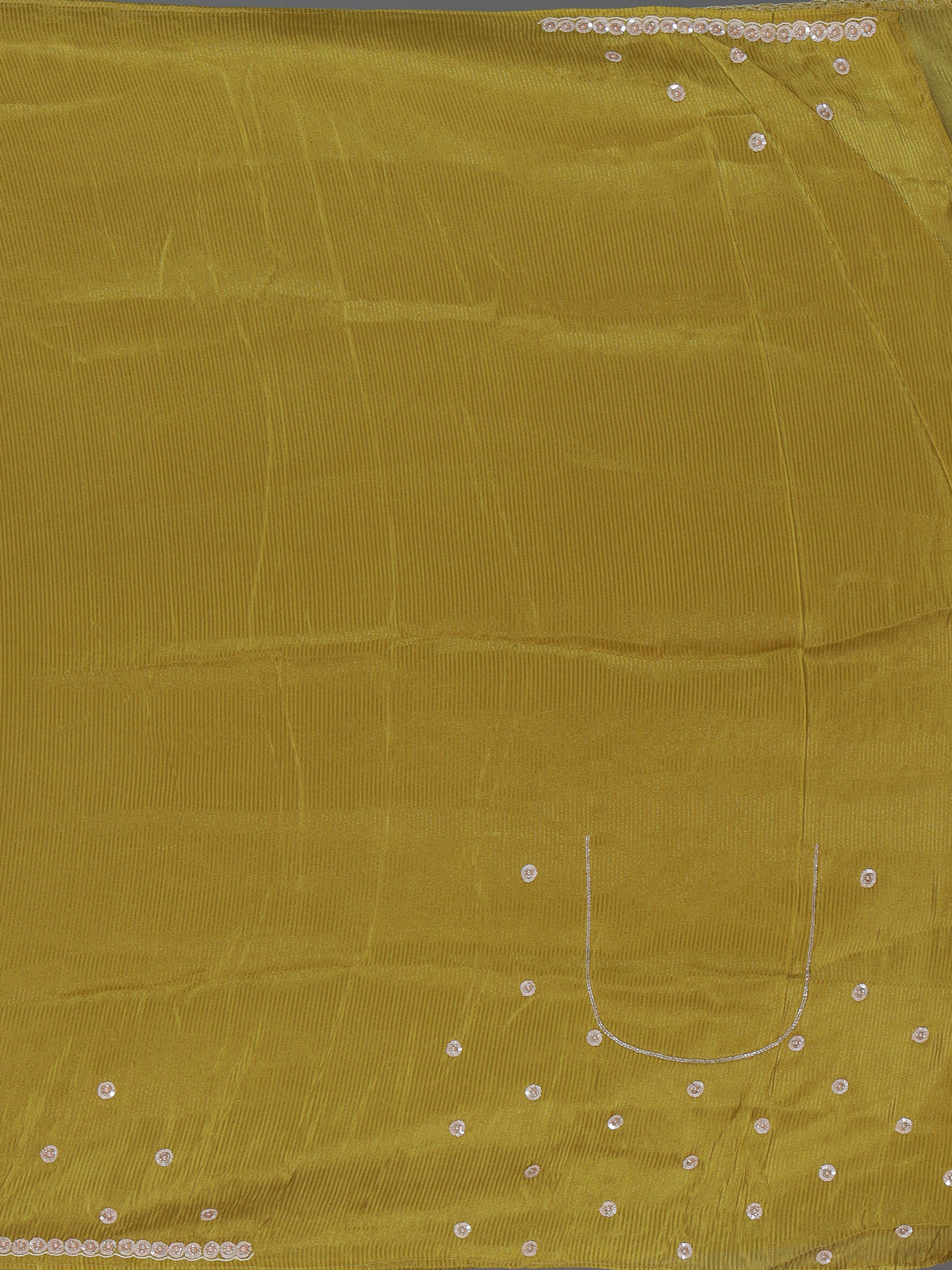 Elegant mehendi yellow dola tissue silk saree for women