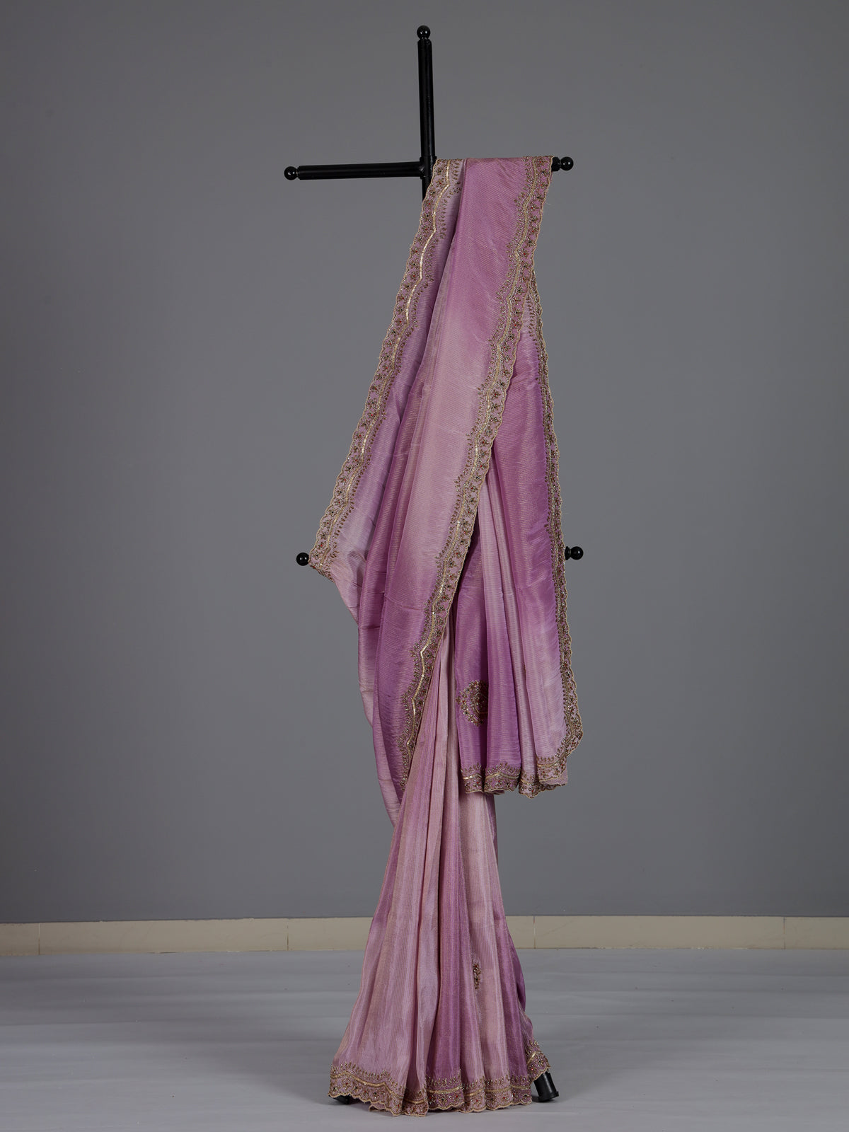 Premium lavender purple shaded tissue silk saree for women