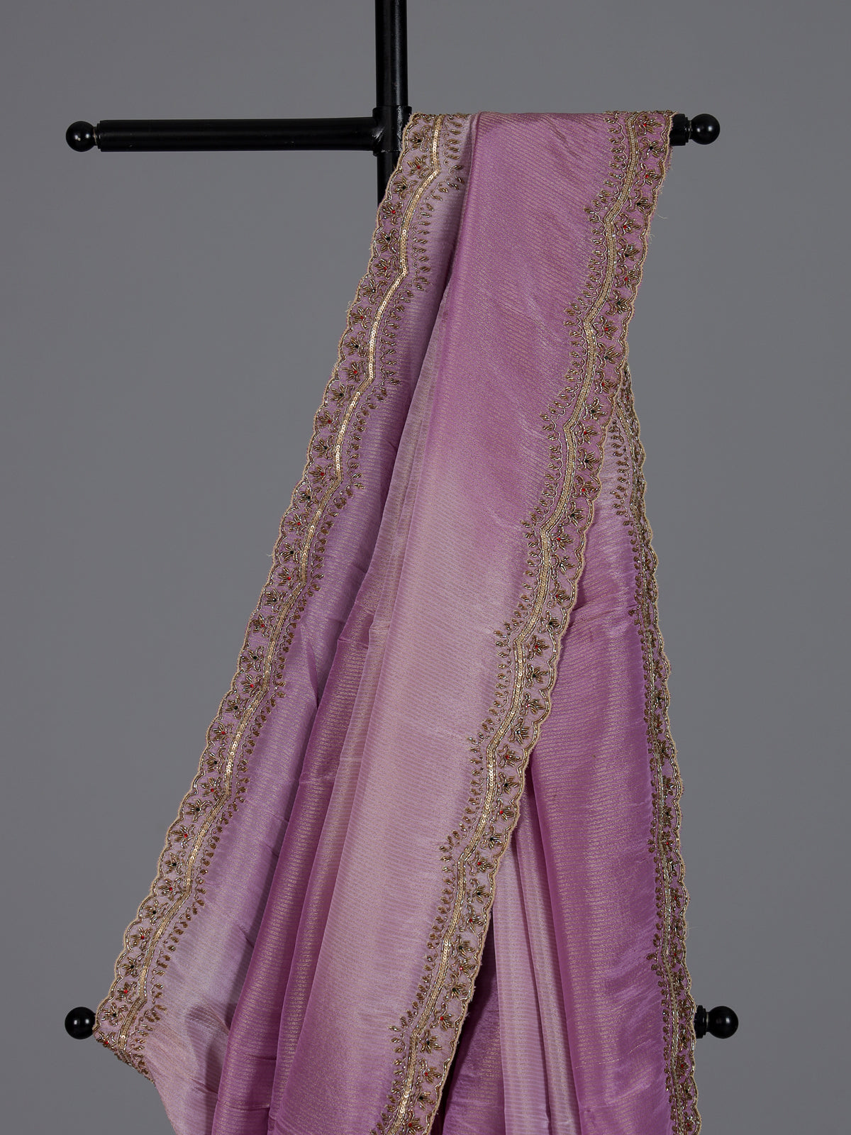 Premium lavender purple shaded tissue silk saree for women