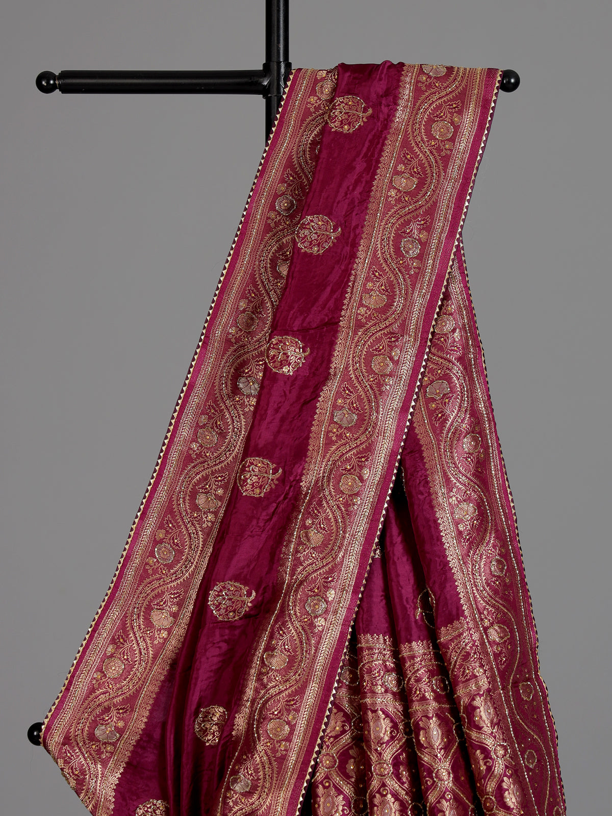 Luxury wine dola silk saree for reception and party wear