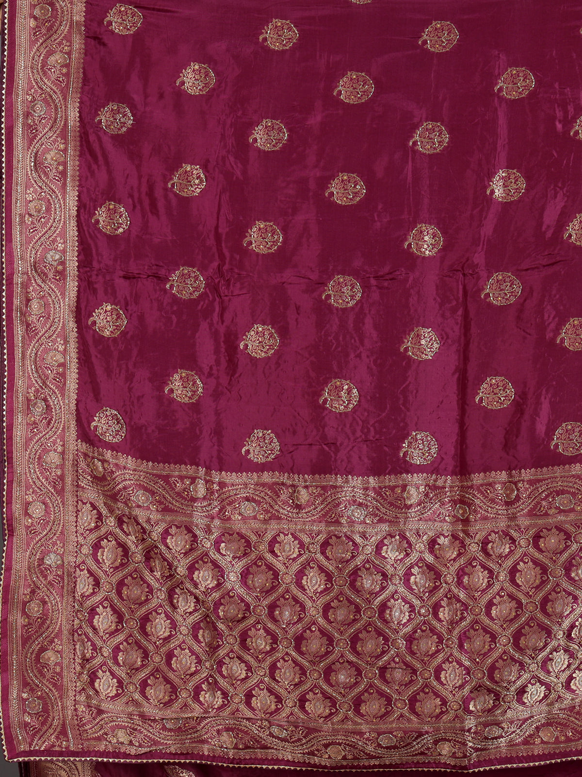 Luxury wine dola silk saree for reception and party wear