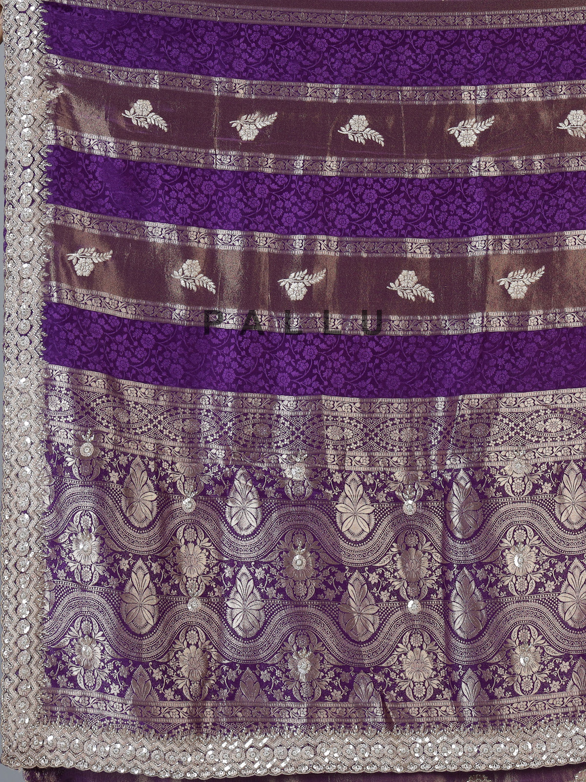 Purple dola silk designer saree with radiant festive