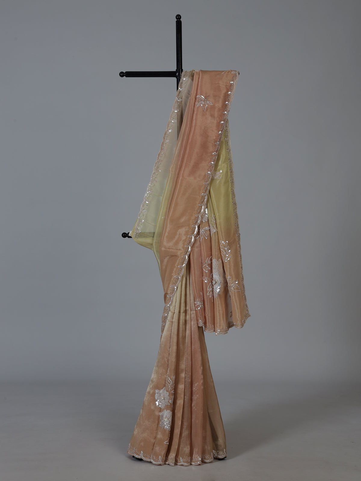 Pastel multi color tissue silk shaded saree with graceful festive charm