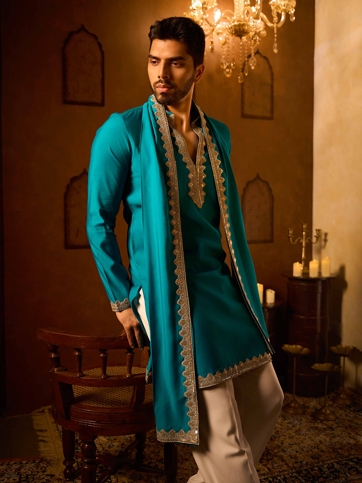 Sky blue premium terry rayon festive kurta suit