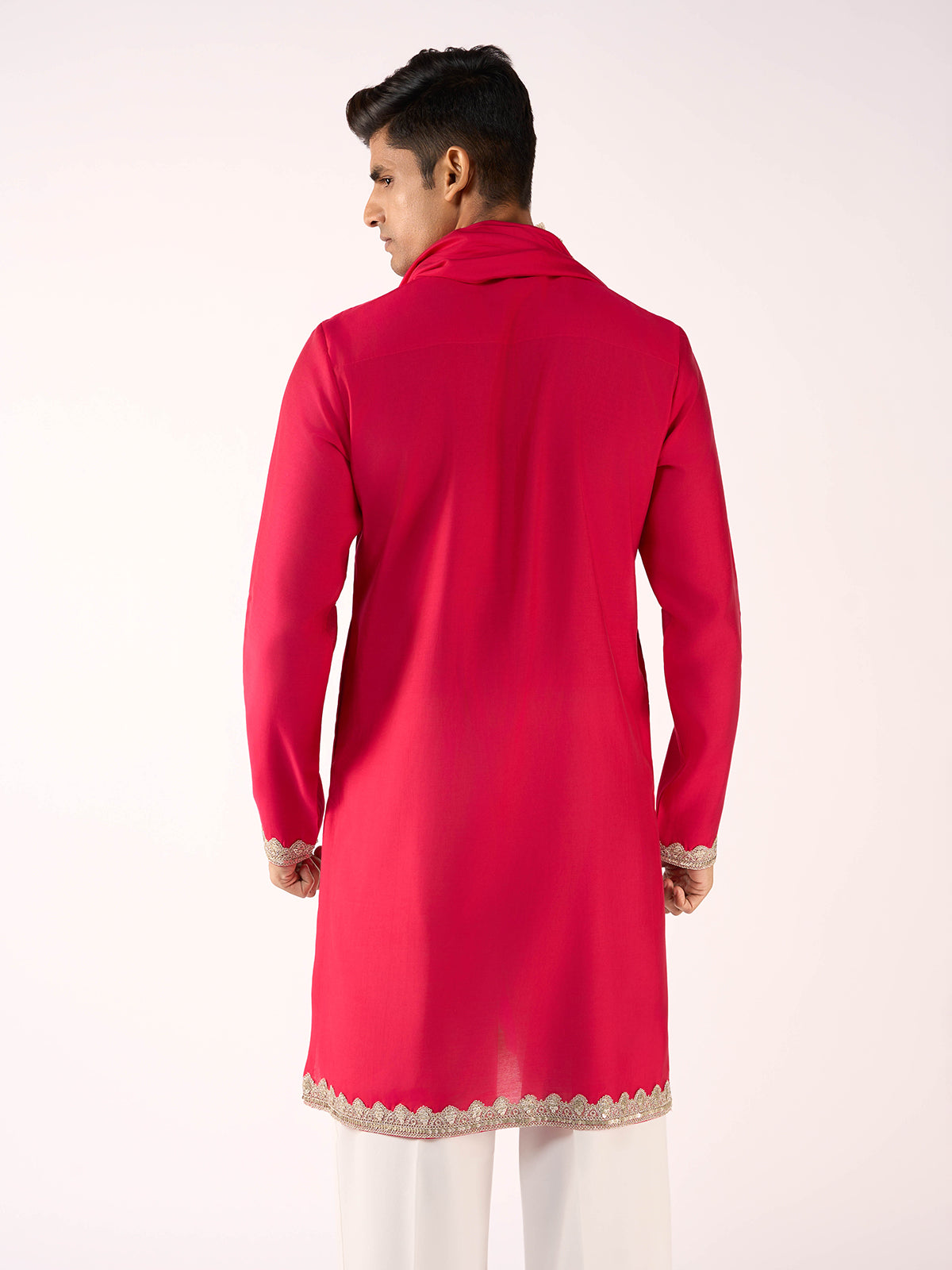 Rani pink designer terry rayon celebration kurta suit