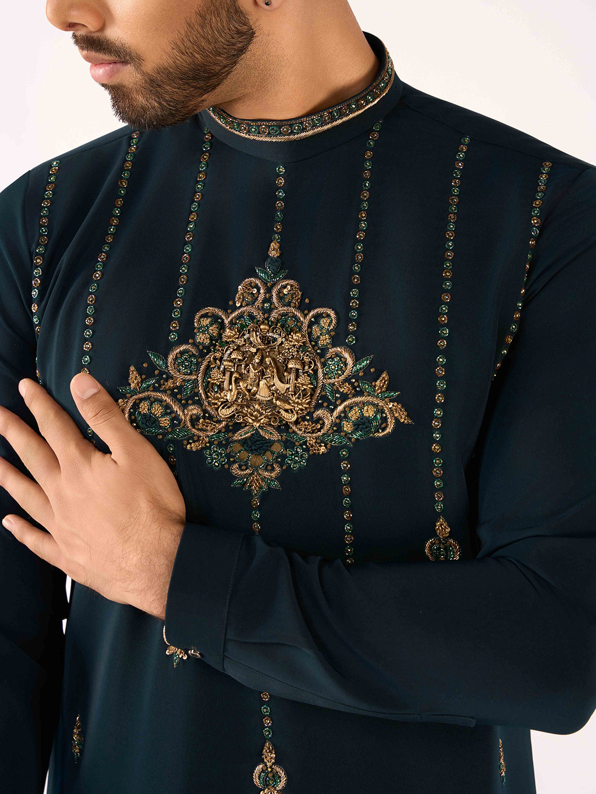 Rama blue terry rayon royal festive attire for men