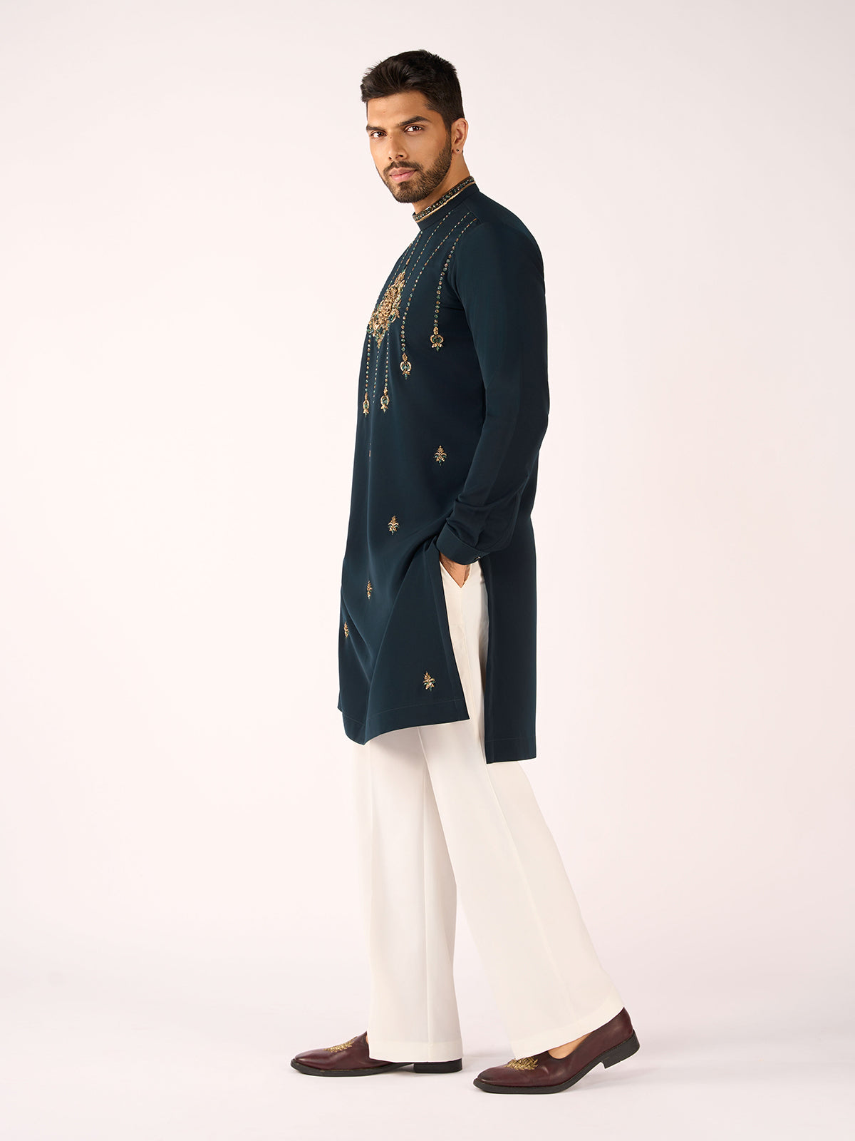 Rama blue terry rayon royal festive attire for men