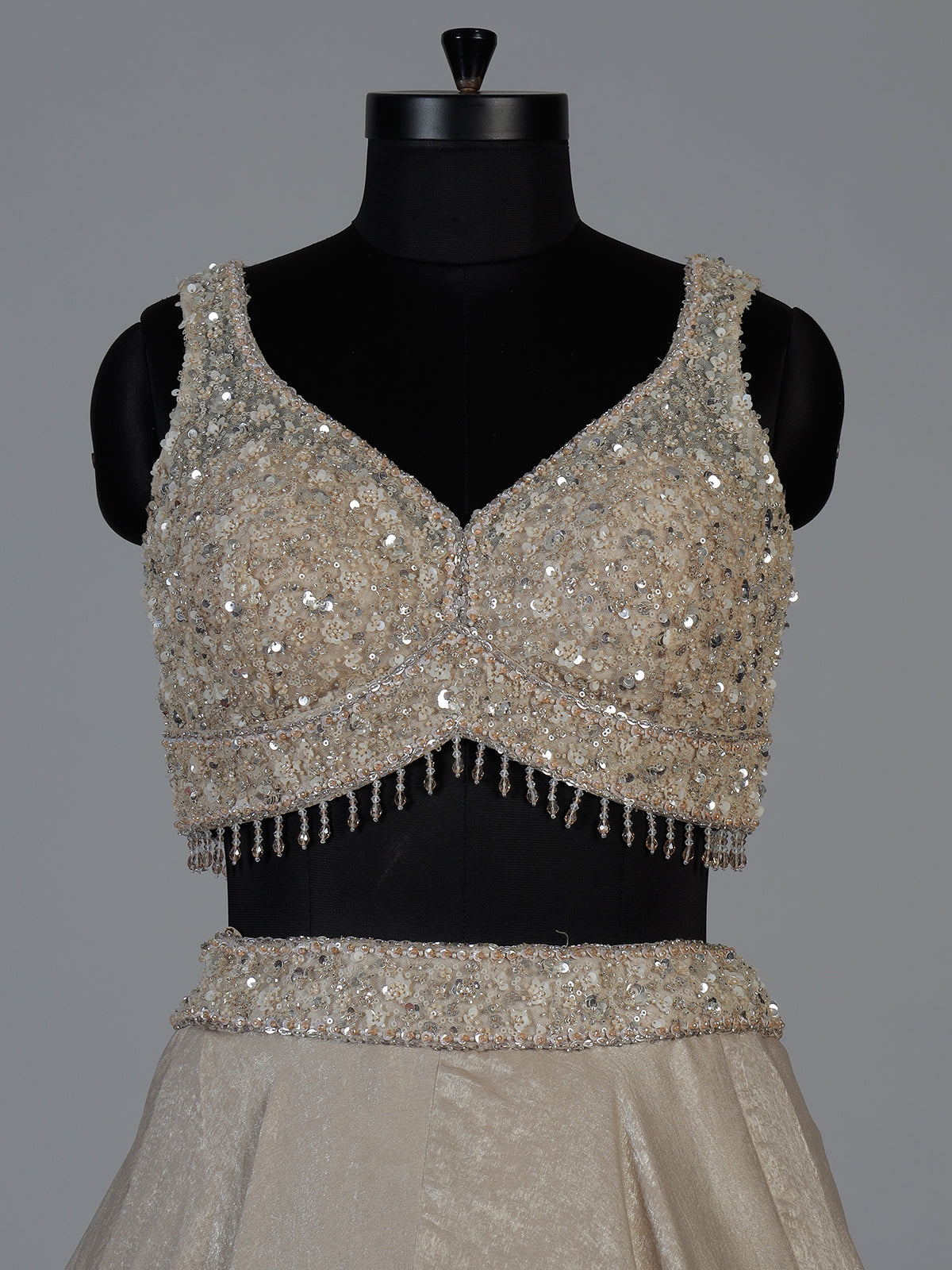 Gold tissue silk bridal lehenga with statement choker dupatta