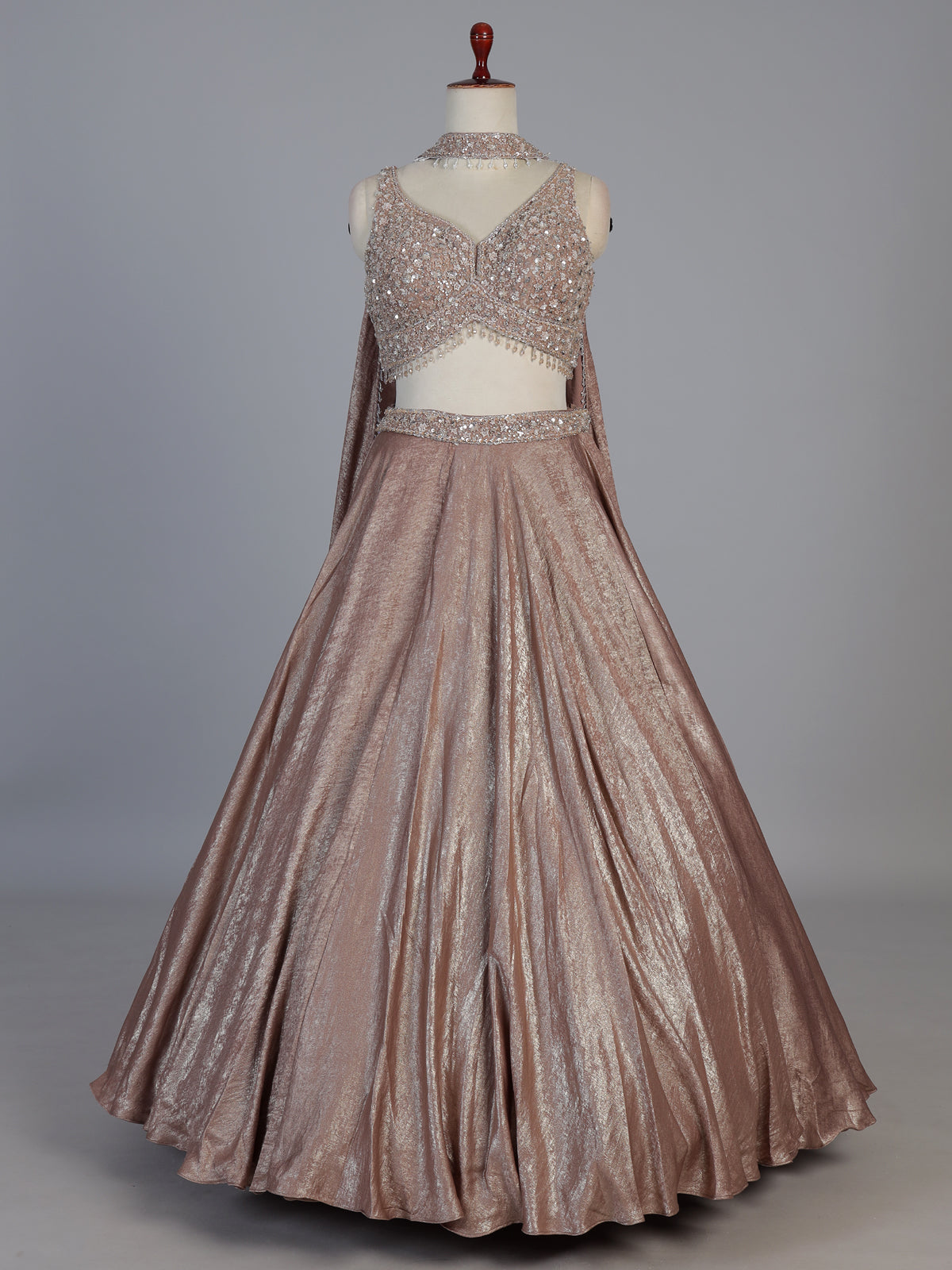Onion pink tissue silk party wear lehenga choli look