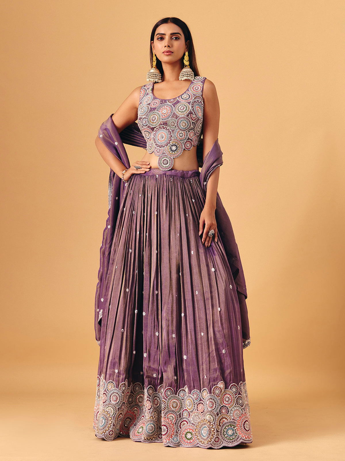 Pastel purple silk lehenga choli subtle festive elegance for women