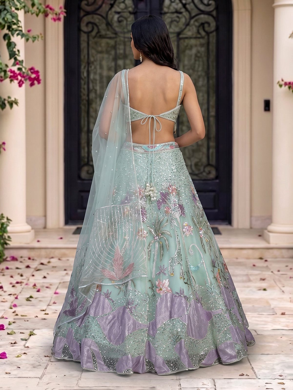 Pista net embellished statement lehenga choli