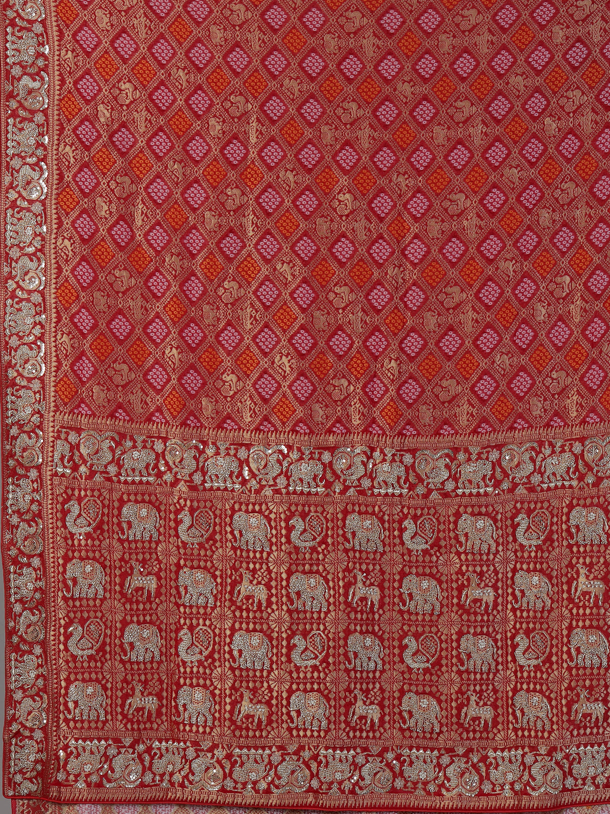 Red bandhani georgette heritage festive saree