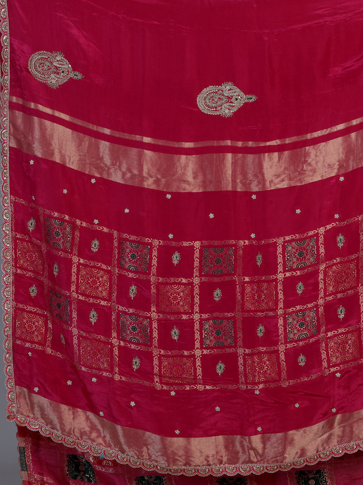 Rani dola silk designer celebration saree