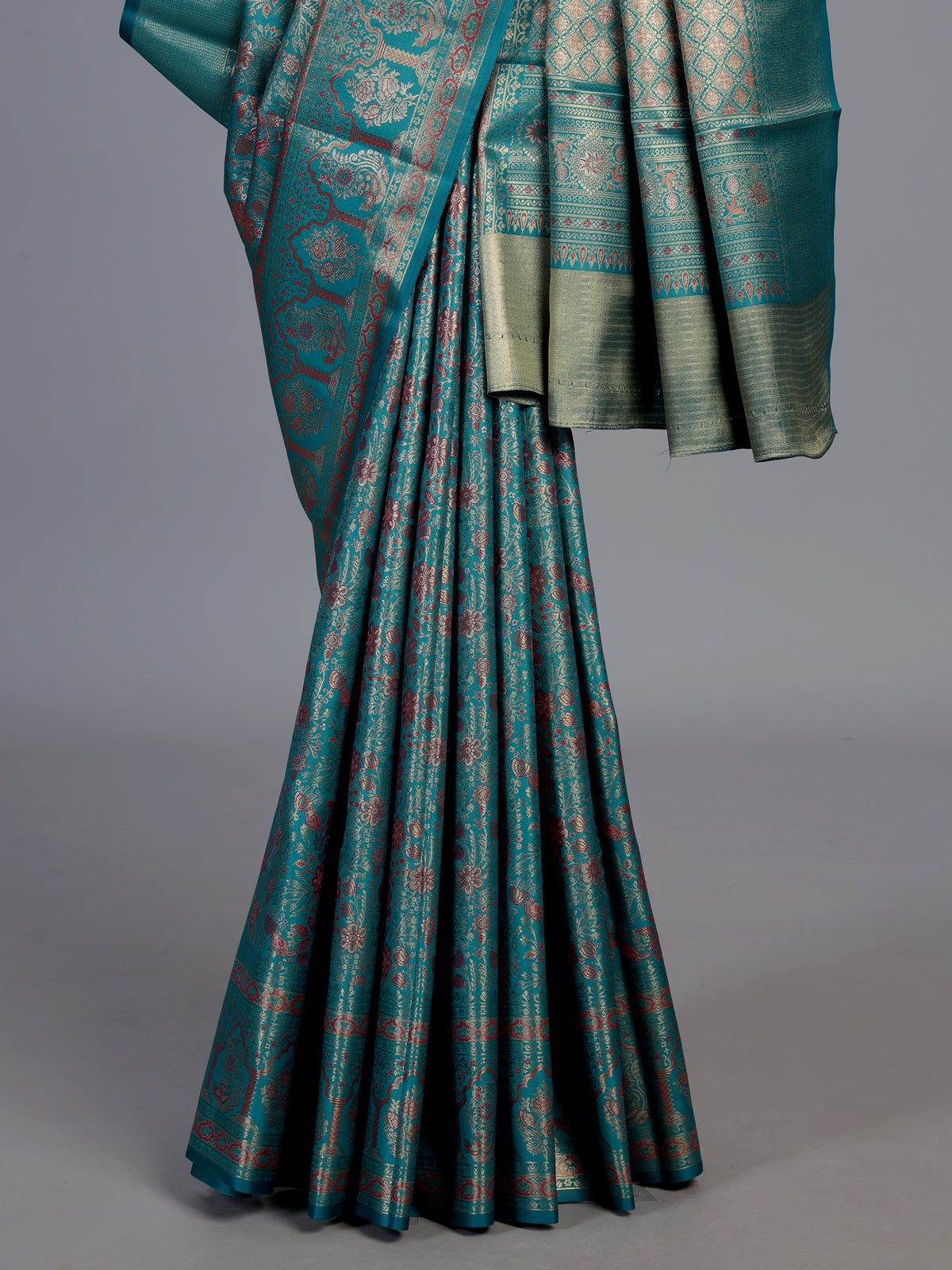 Rama blue art tissue kanjivaram festive saree