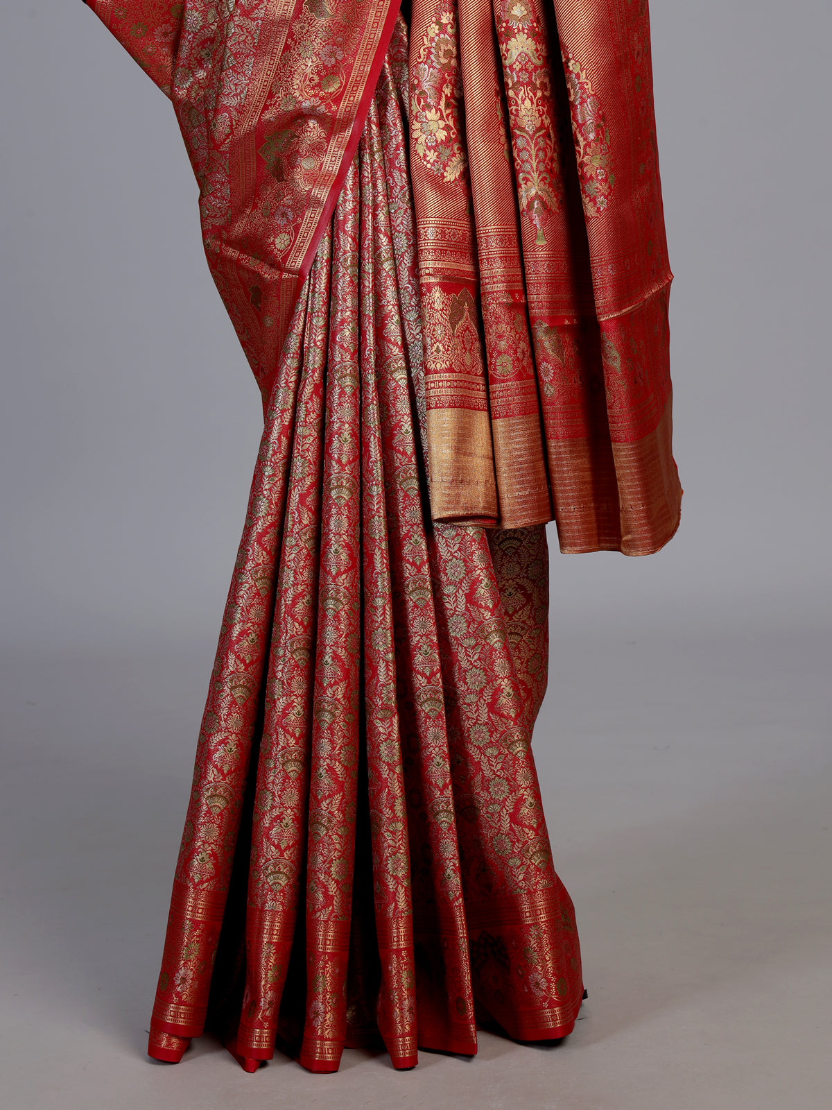 Red art tissue kanjivaram banarasi festive saree