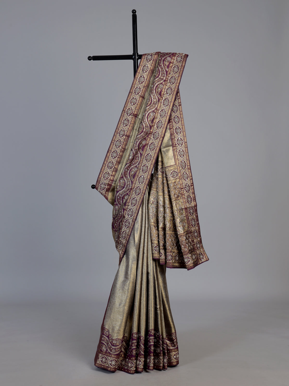 Purple art tissue kanjivaram heritage saree