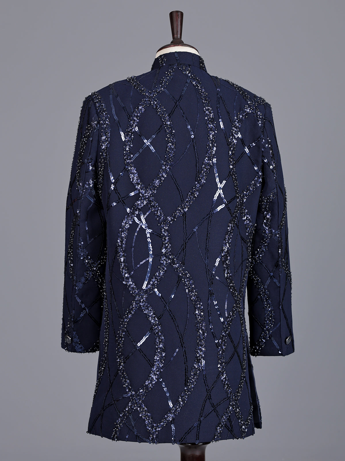 Navy blue boys terry rayon indowestern suit