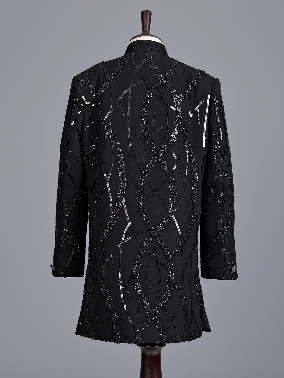 Black boys indowestern suit with sequin sherwani jacket