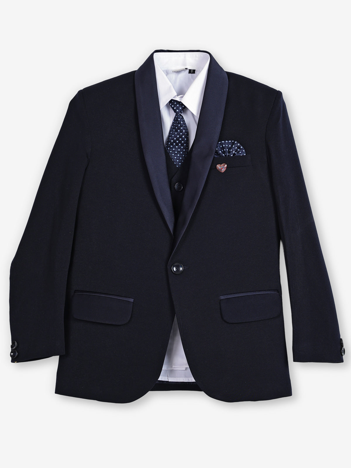 Blue terry rayon coat suit with shawl lapel coat