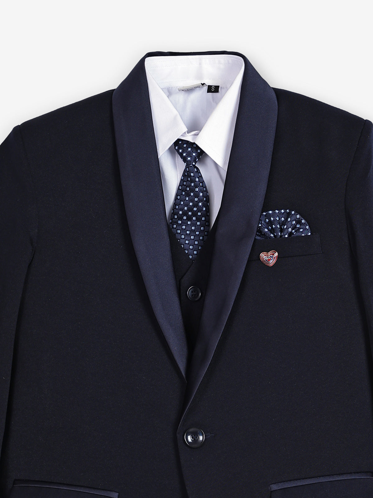 Blue terry rayon coat suit with shawl lapel coat