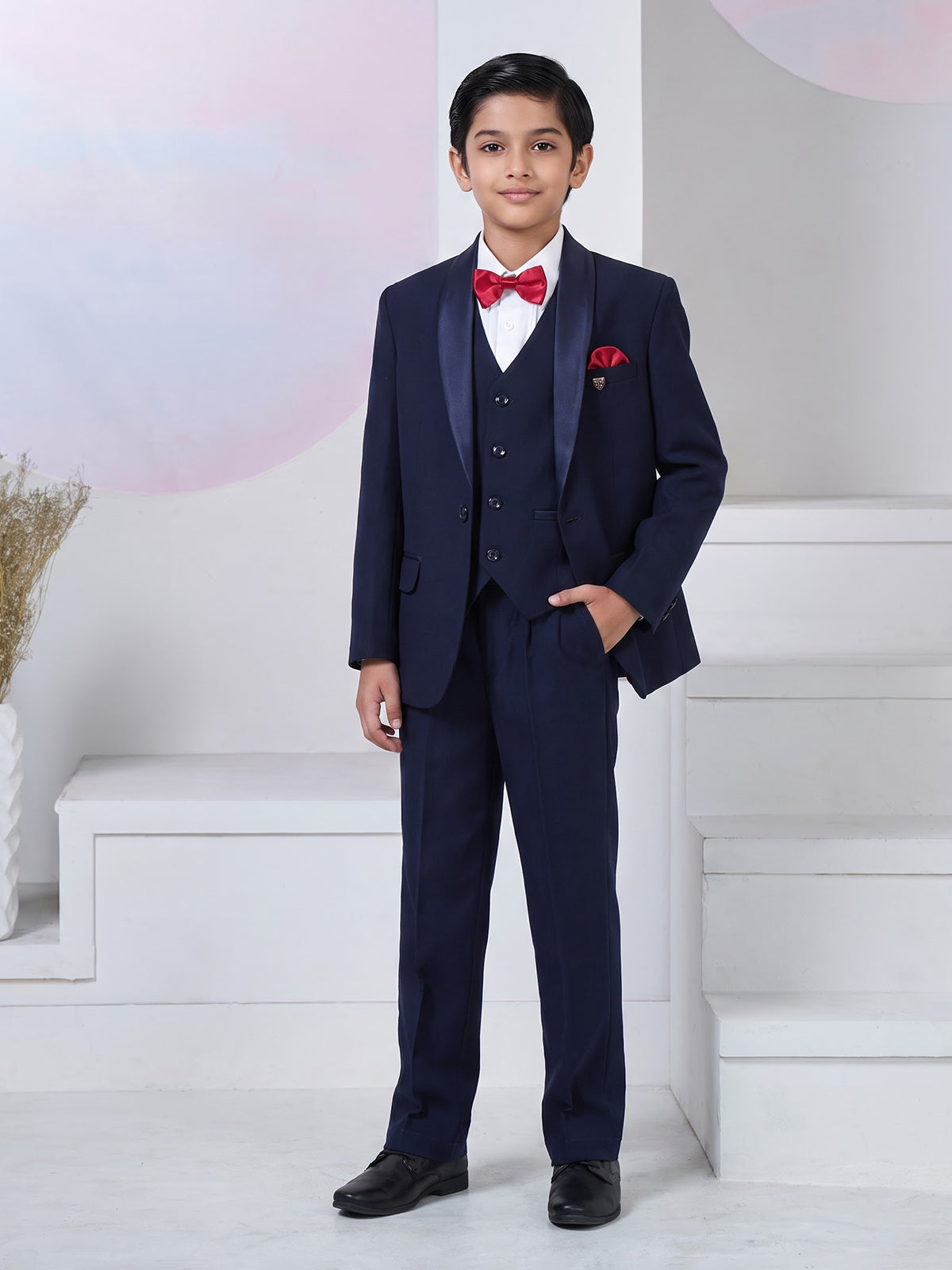 Navy terry rayon boys coat suit for receptions
